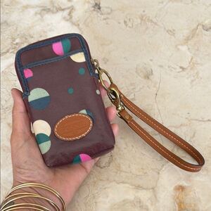 Fossil Keyper Carry All Cell Phone Case Multicoloured Coated Canvas & Leather